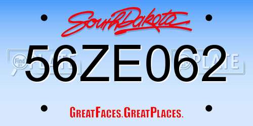 56ZE062 South Dakota License Plate