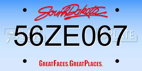 56ZE067 South Dakota License Plate