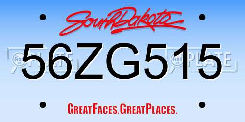 56ZG515 South Dakota License Plate