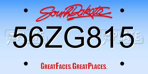 56ZG815 South Dakota License Plate