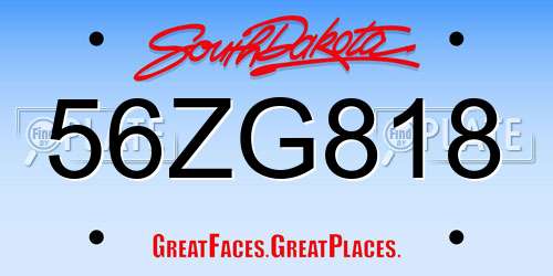 56ZG818 South Dakota License Plate