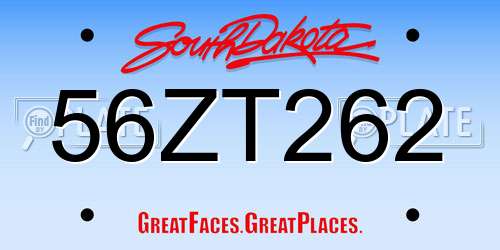 56ZT262 South Dakota License Plate