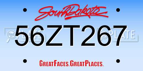 56ZT267 South Dakota License Plate