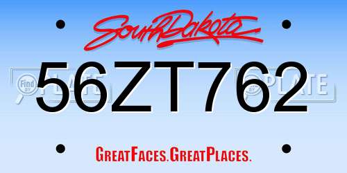 56ZT762 South Dakota License Plate
