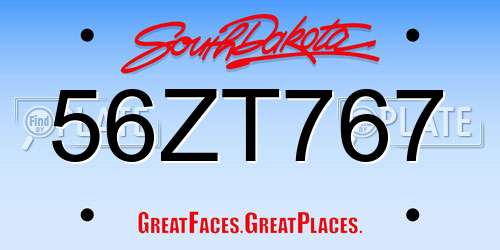 56ZT767 South Dakota License Plate