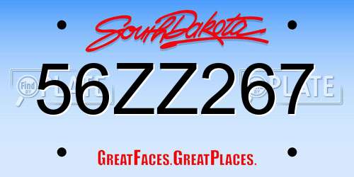 56ZZ267 South Dakota License Plate