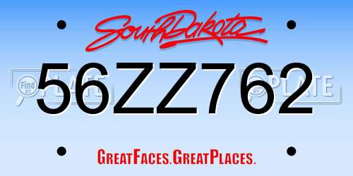 56ZZ762 South Dakota License Plate
