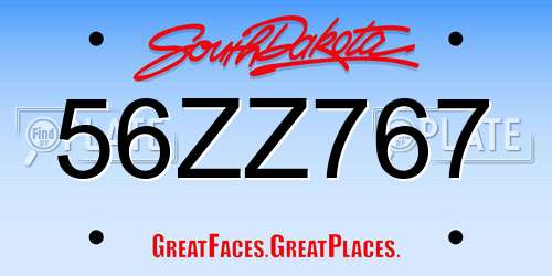 56ZZ767 South Dakota License Plate