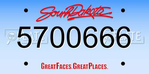 5700666 South Dakota License Plate