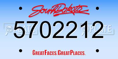 5702212 South Dakota License Plate