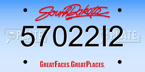 57022I2 South Dakota License Plate