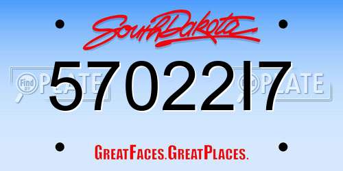 57022I7 South Dakota License Plate