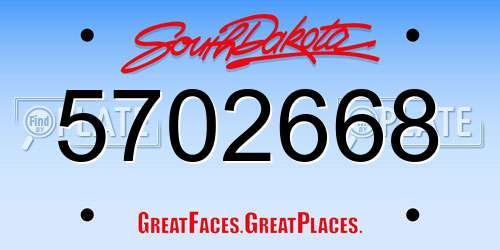 5702668 South Dakota License Plate
