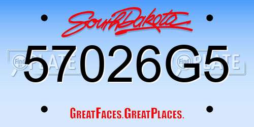 57026G5 South Dakota License Plate