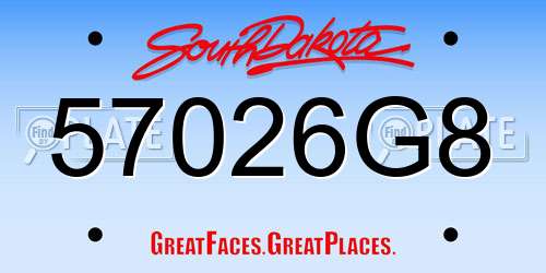 57026G8 South Dakota License Plate