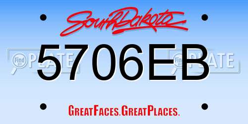 5706EB South Dakota License Plate
