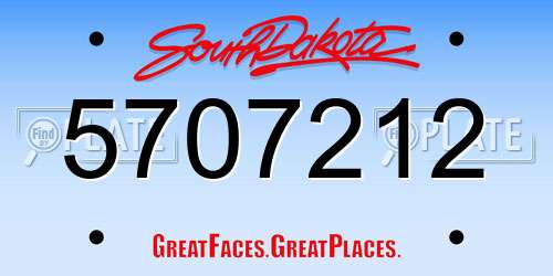 5707212 South Dakota License Plate