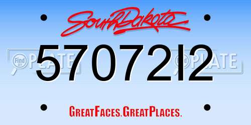 57072I2 South Dakota License Plate
