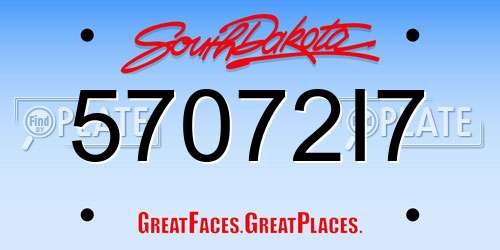 57072I7 South Dakota License Plate