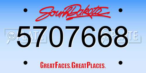 5707668 South Dakota License Plate