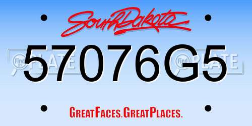 57076G5 South Dakota License Plate