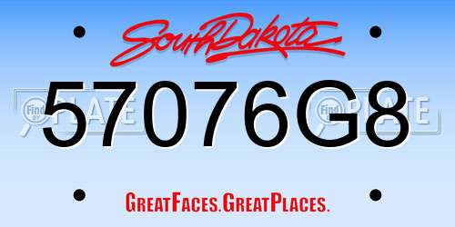 57076G8 South Dakota License Plate