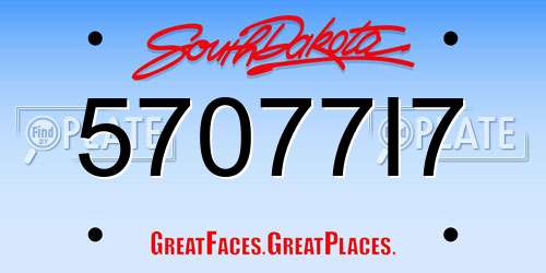 57077I7 South Dakota License Plate