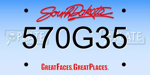 570G35 South Dakota License Plate