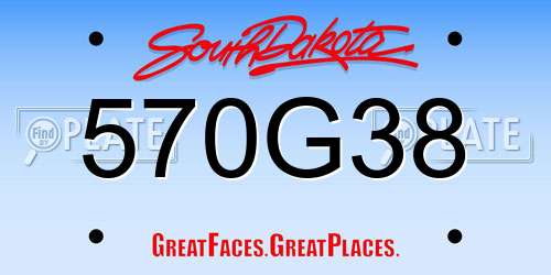 570G38 South Dakota License Plate