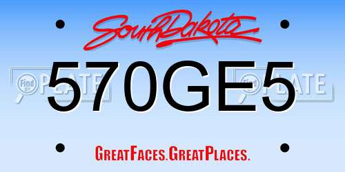 570GE5 South Dakota License Plate