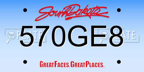570GE8 South Dakota License Plate