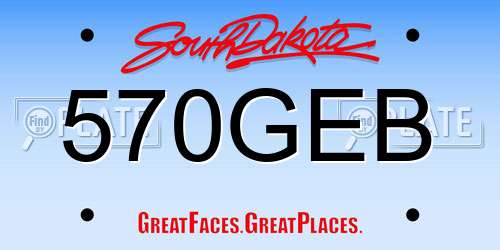 570GEB South Dakota License Plate