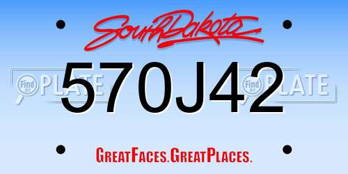 570J42 South Dakota License Plate