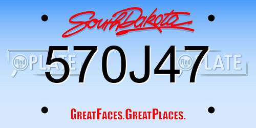 570J47 South Dakota License Plate