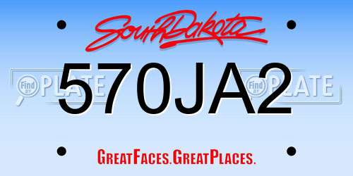 570JA2 South Dakota License Plate