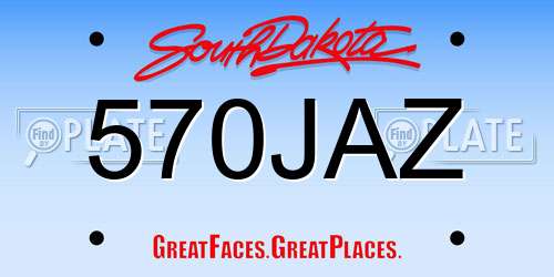 570JAZ South Dakota License Plate