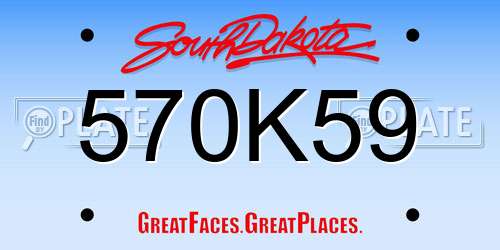 570K59 South Dakota License Plate