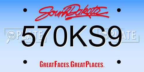 570KS9 South Dakota License Plate