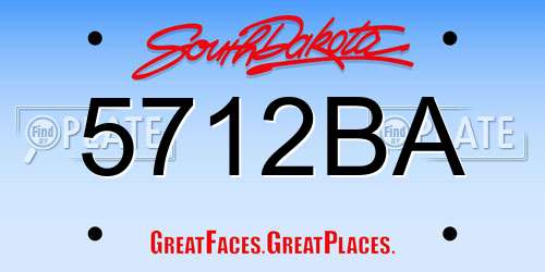 5712BA South Dakota License Plate