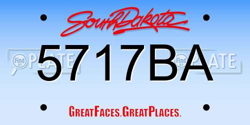 5717BA South Dakota License Plate