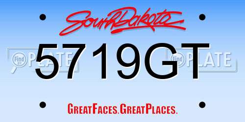 5719GT South Dakota License Plate