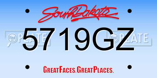 5719GZ South Dakota License Plate