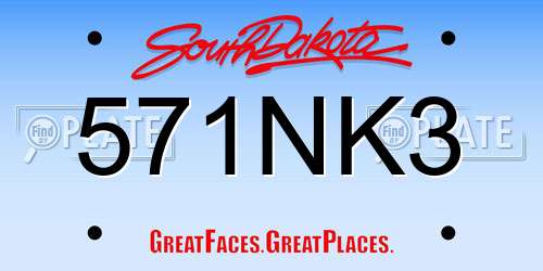 571NK3 South Dakota License Plate