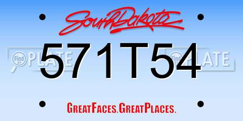 571T54 South Dakota License Plate