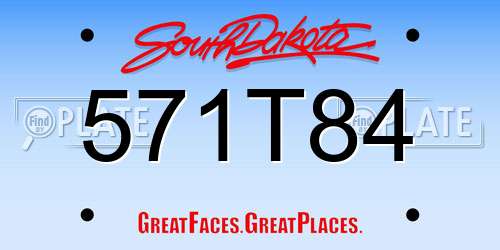 571T84 South Dakota License Plate