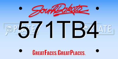 571TB4 South Dakota License Plate