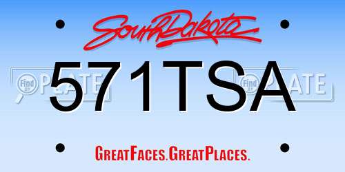 571TSA South Dakota License Plate