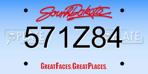 571Z84 South Dakota License Plate