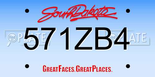 571ZB4 South Dakota License Plate