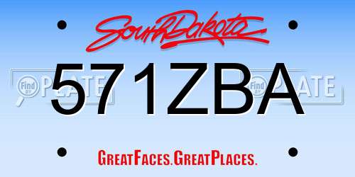 571ZBA South Dakota License Plate